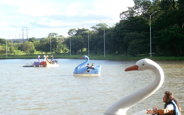Lago com pedalões em forma de cisne em Montes Claros