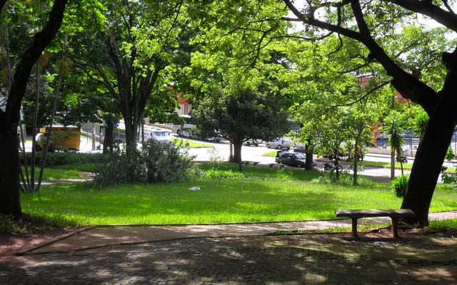 Parque com árvores e grama verde em Uberlândia